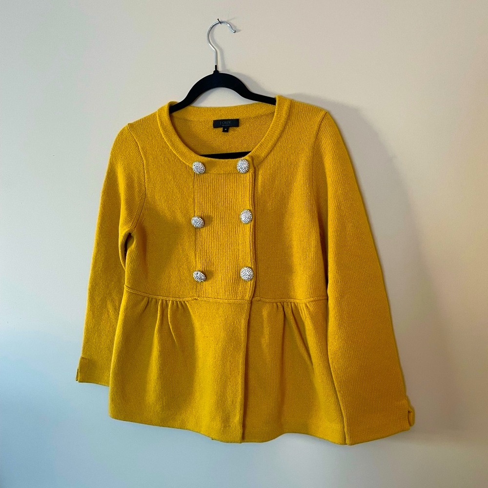 J. Crew Black Label Baby Doll Yellow Cardigan - Wool/Cashmere Blend